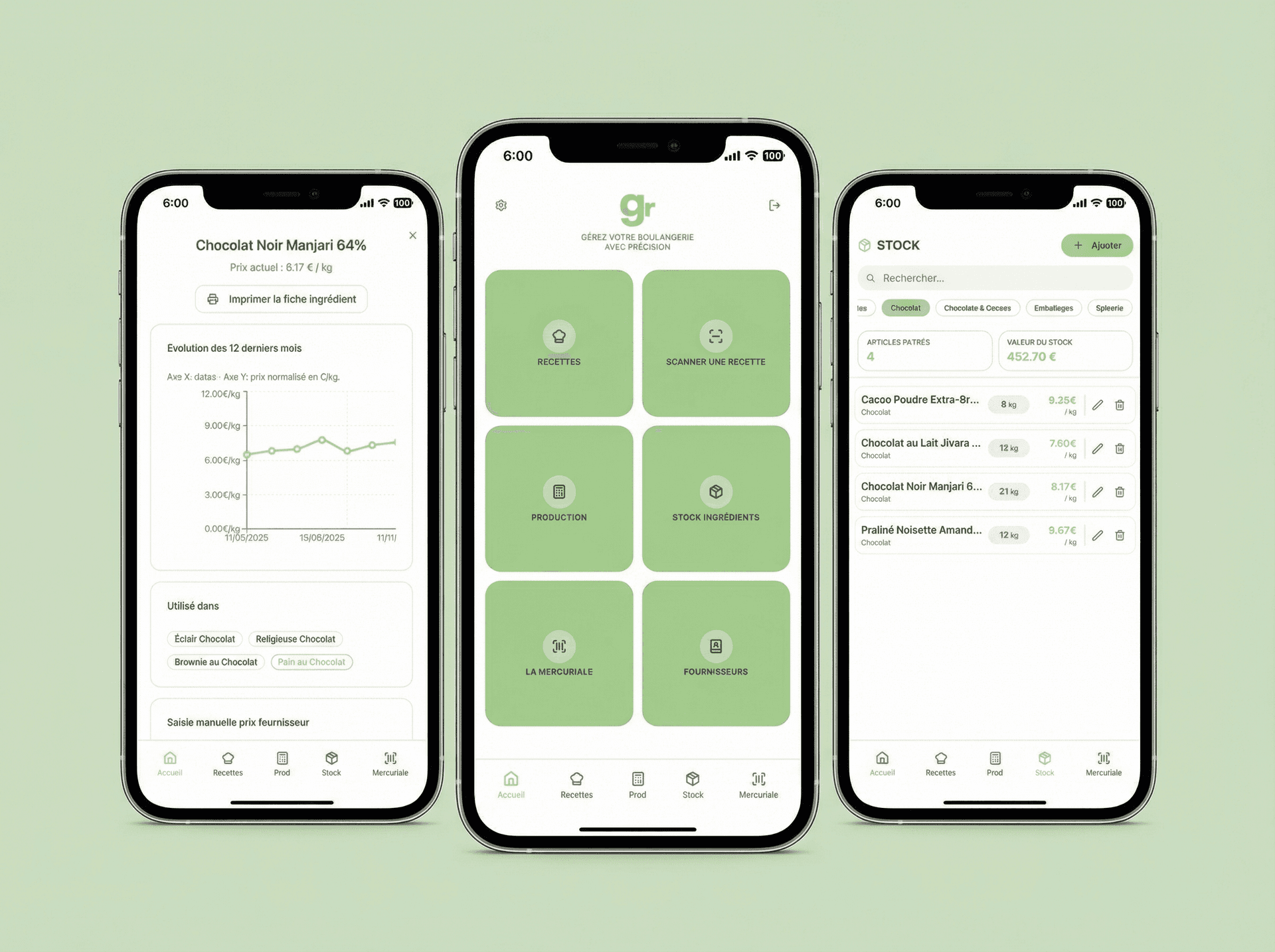 Application Gramme sur smartphone